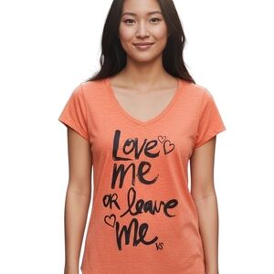 Victoria's Secret Orange Graphic Tee with Black Text